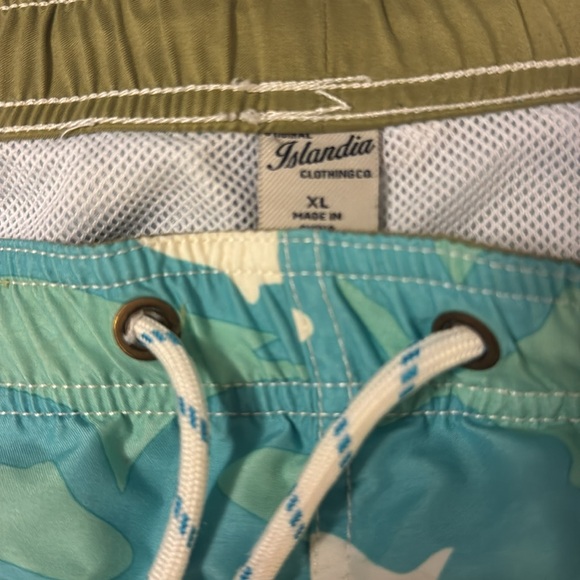 Ocean Blue Fish Print Men's Swim Trunks - Picture 2 of 2